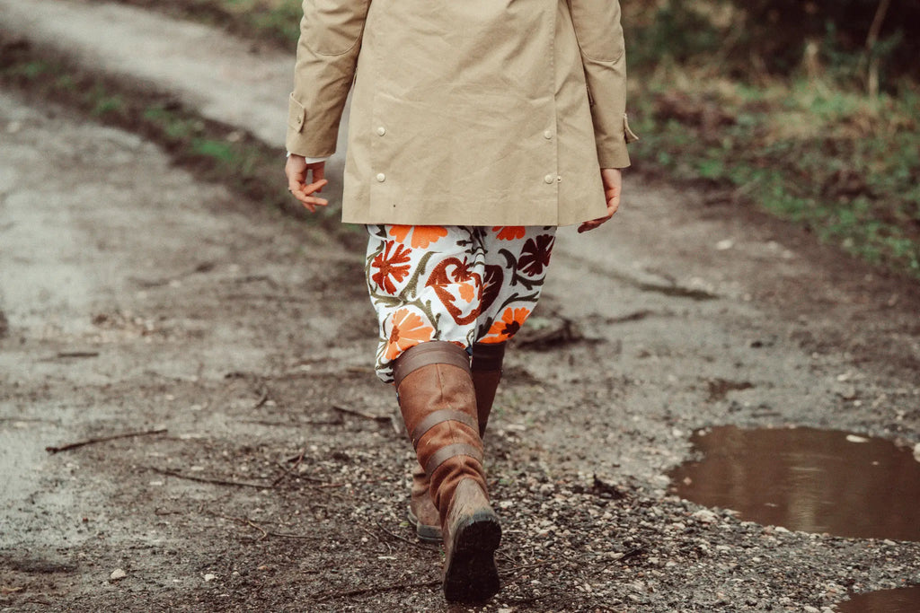Suzani White with Rust & Olive Cotton Trouser