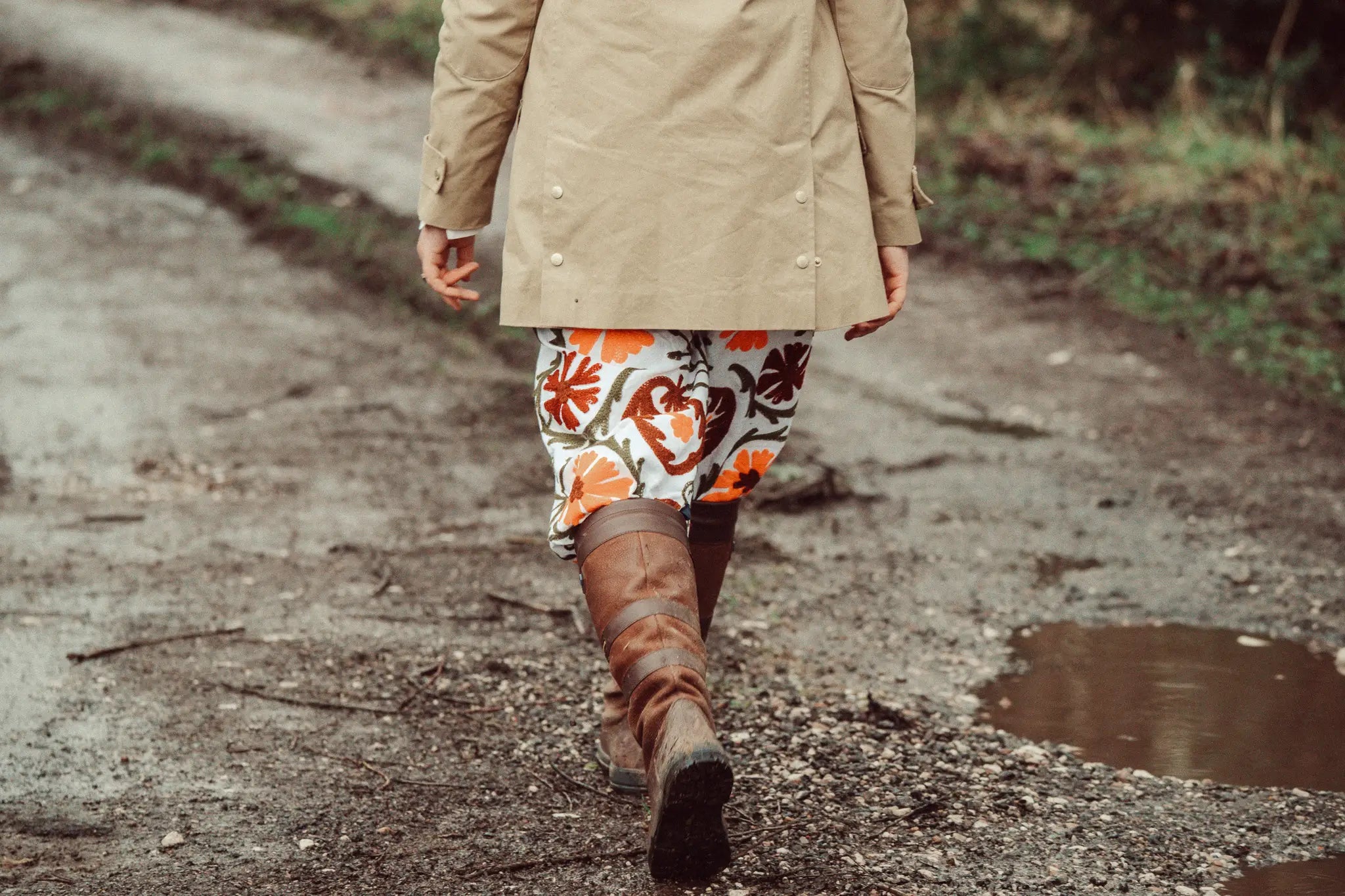 Suzani White with Rust & Olive Cotton Trouser