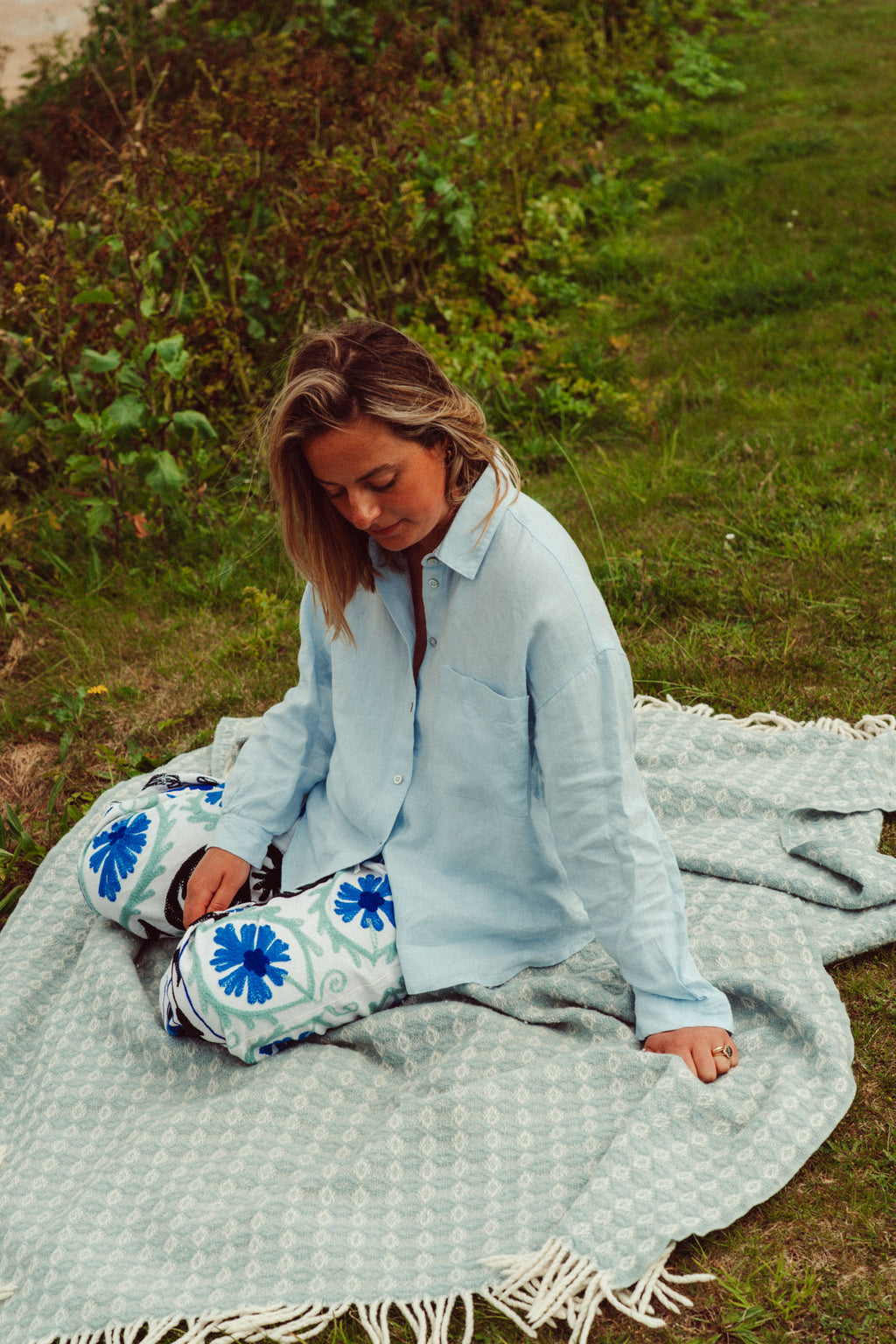 Oversized Linen Shirt Sky Blue