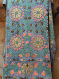 Suzani Velvet Throw - Dusty Blue Multi