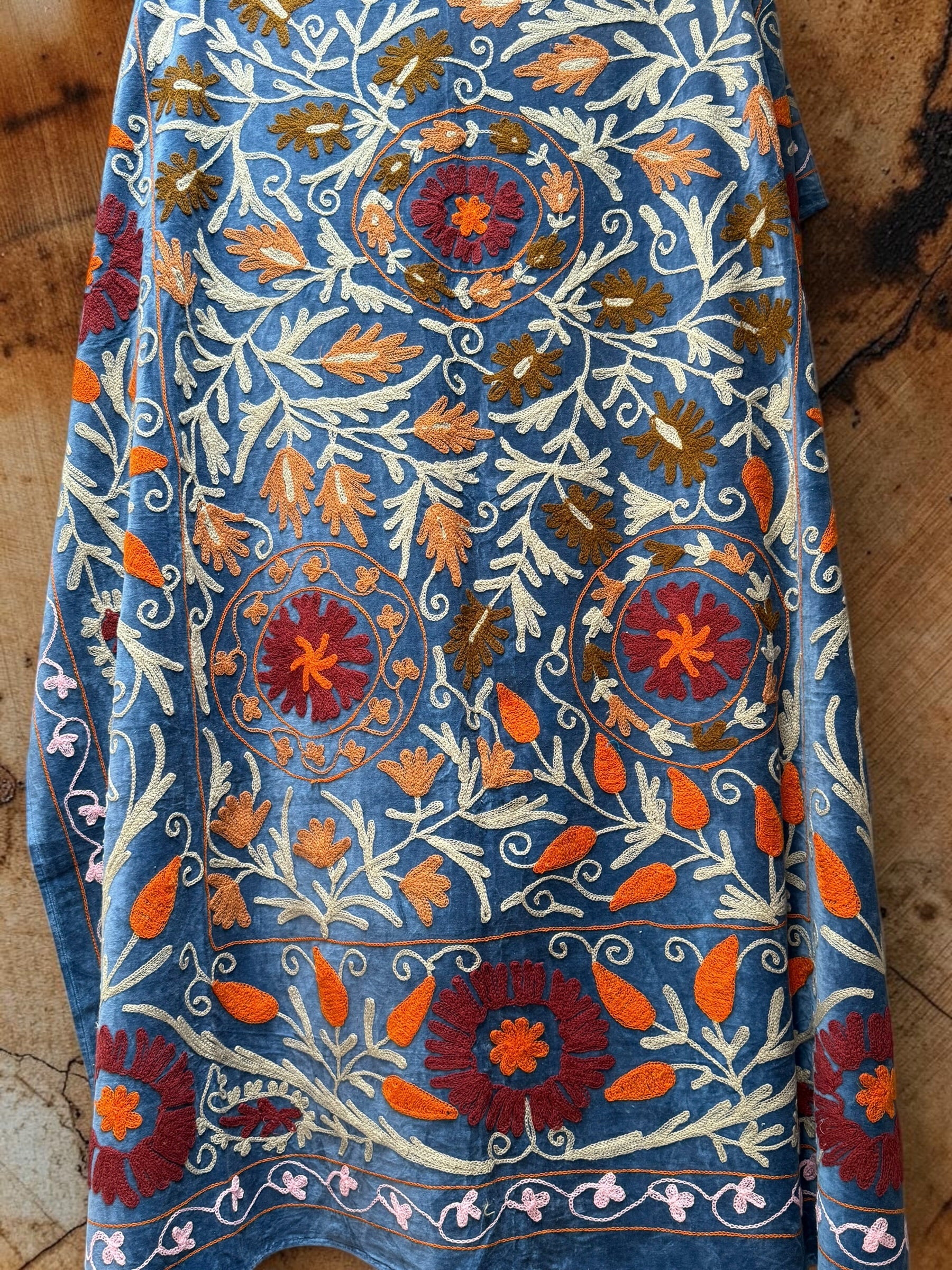 Suzani Velvet Throw - Navy Multi