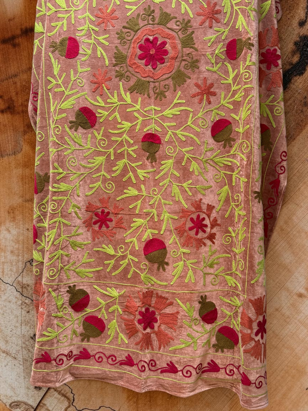 Suzani Velvet Throw - Tan Multi