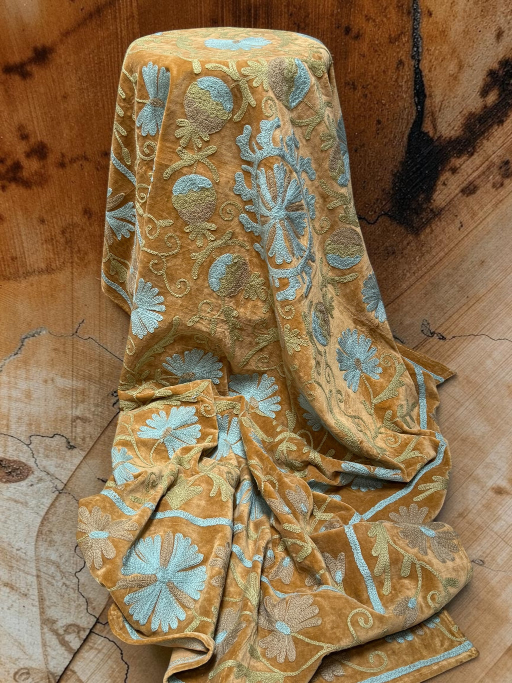 Suzani Velvet Throw - Gold Multi