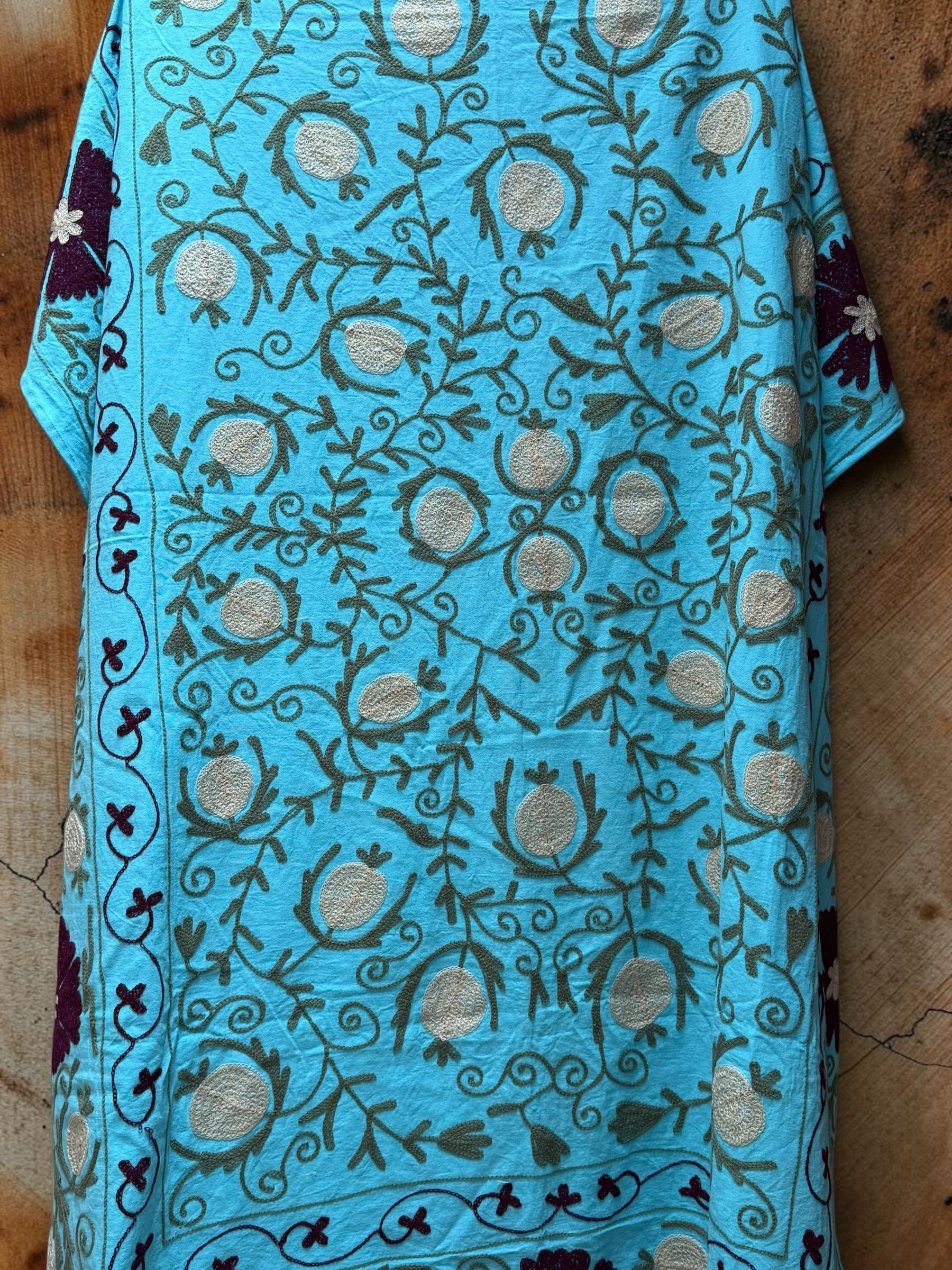 Suzani Cotton Throw -  Turquoise Multi