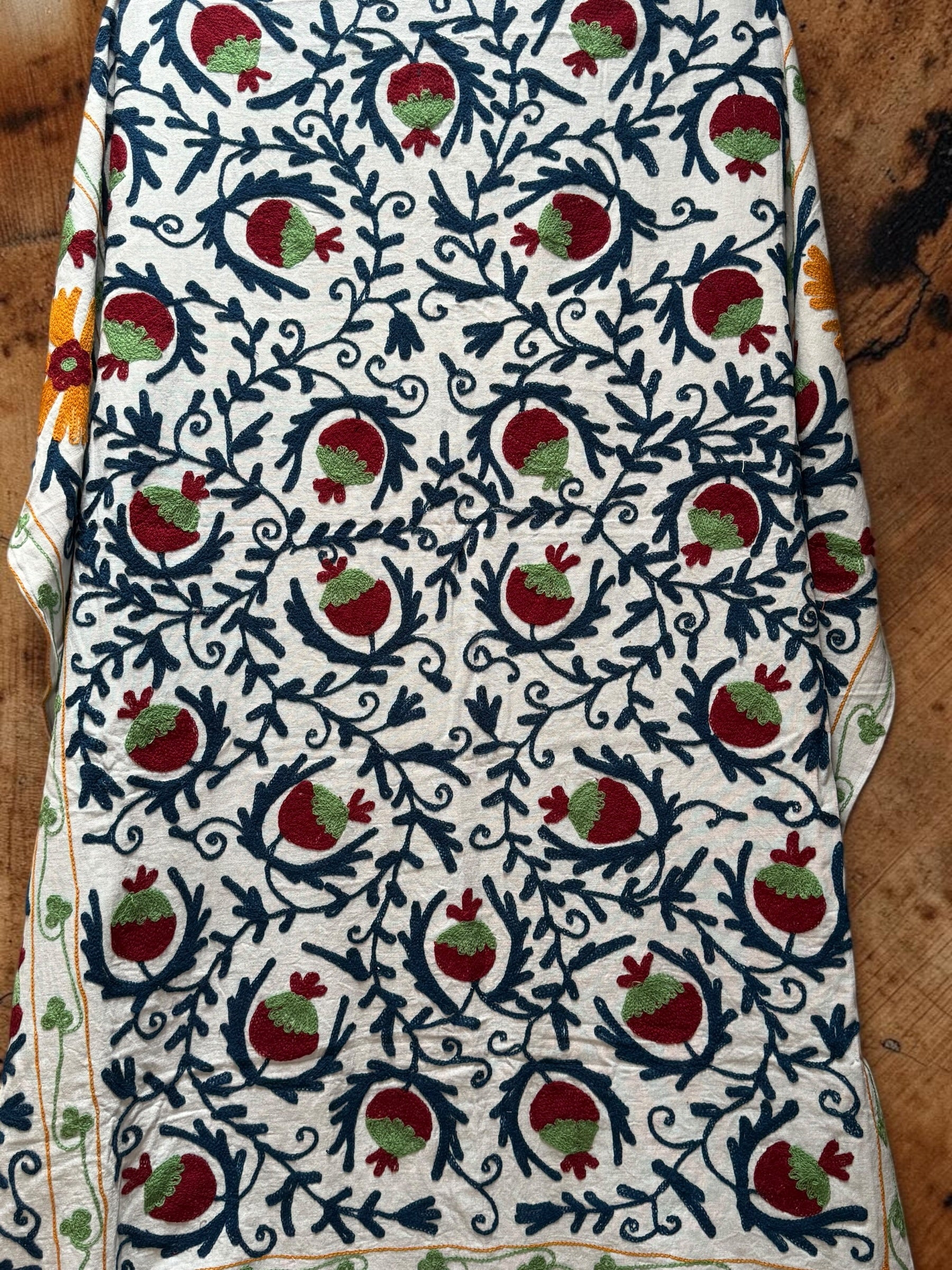 Suzani Cotton Throw -  White Multi