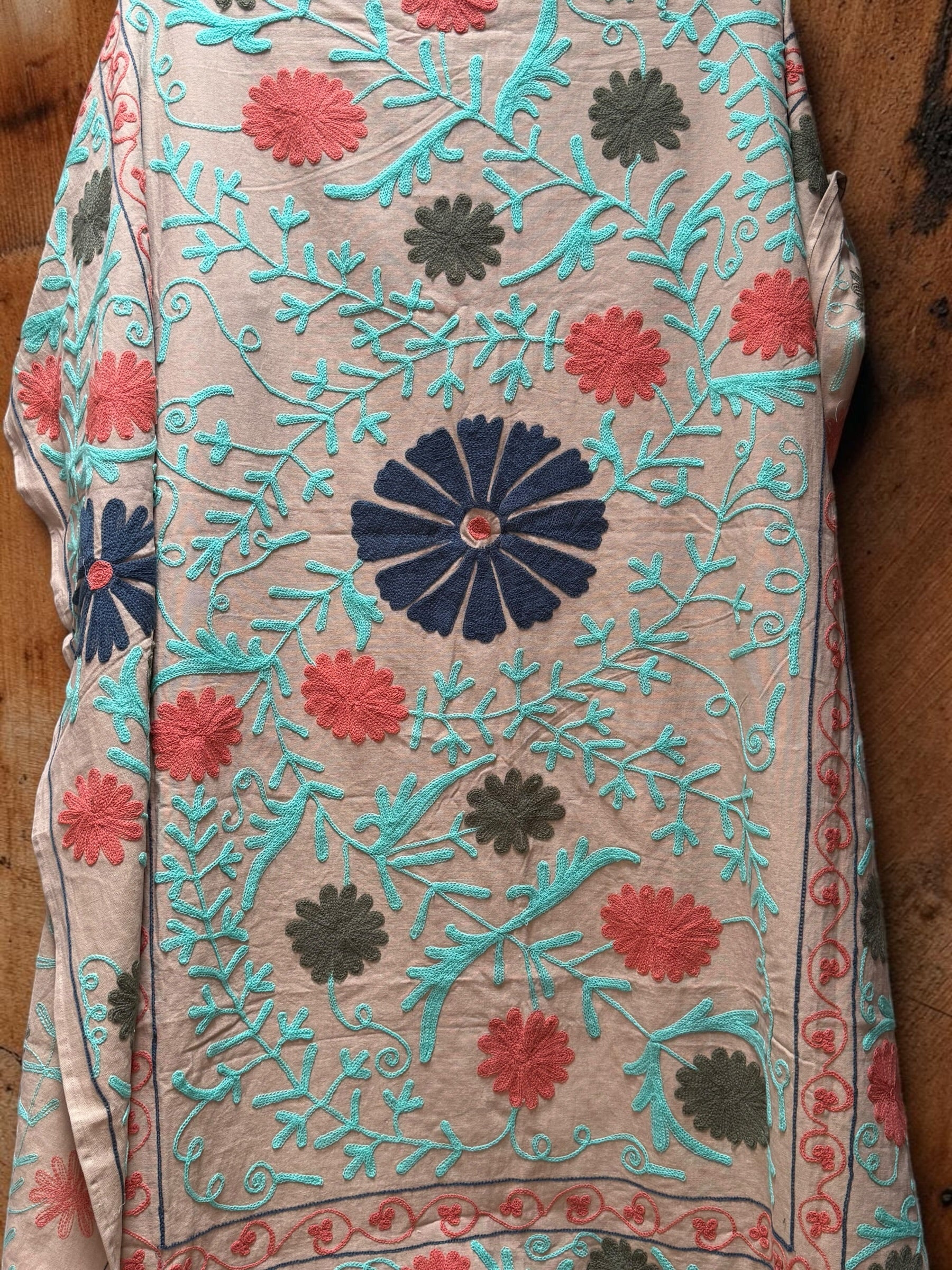 Suzani Cotton Throw -  Oatmeal Multi