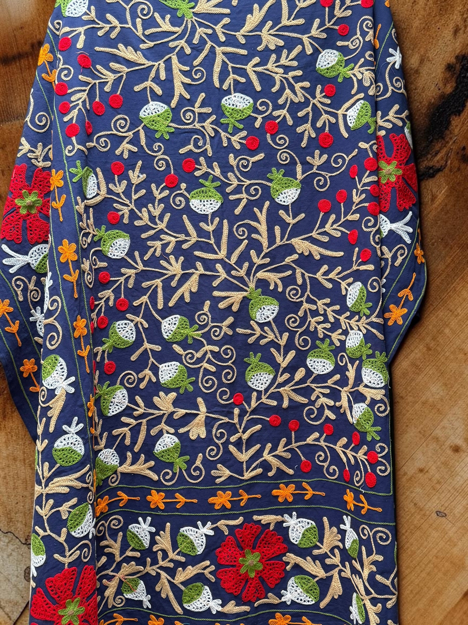 Suzani Cotton Throw -  Navy Multi