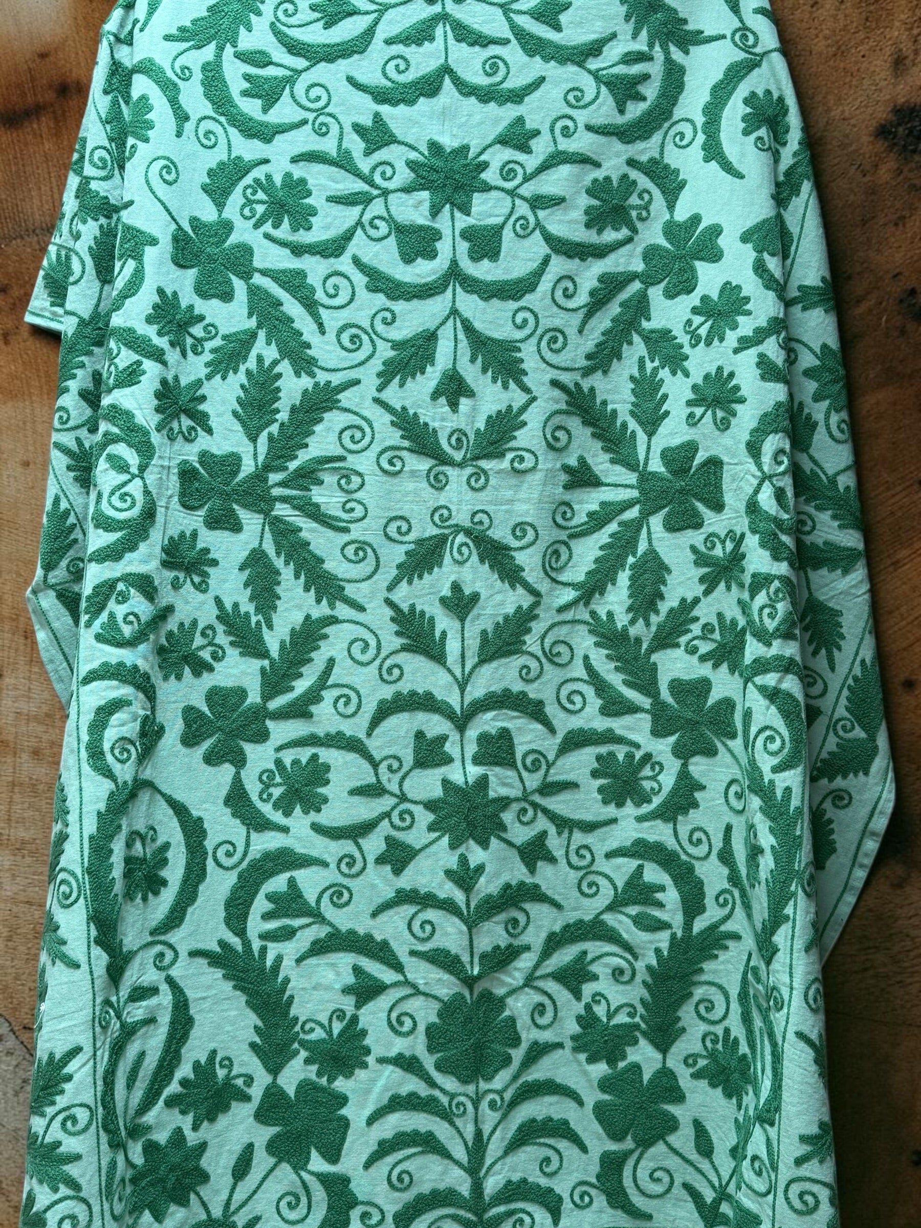 Suzani Cotton Throw - Blue with Green