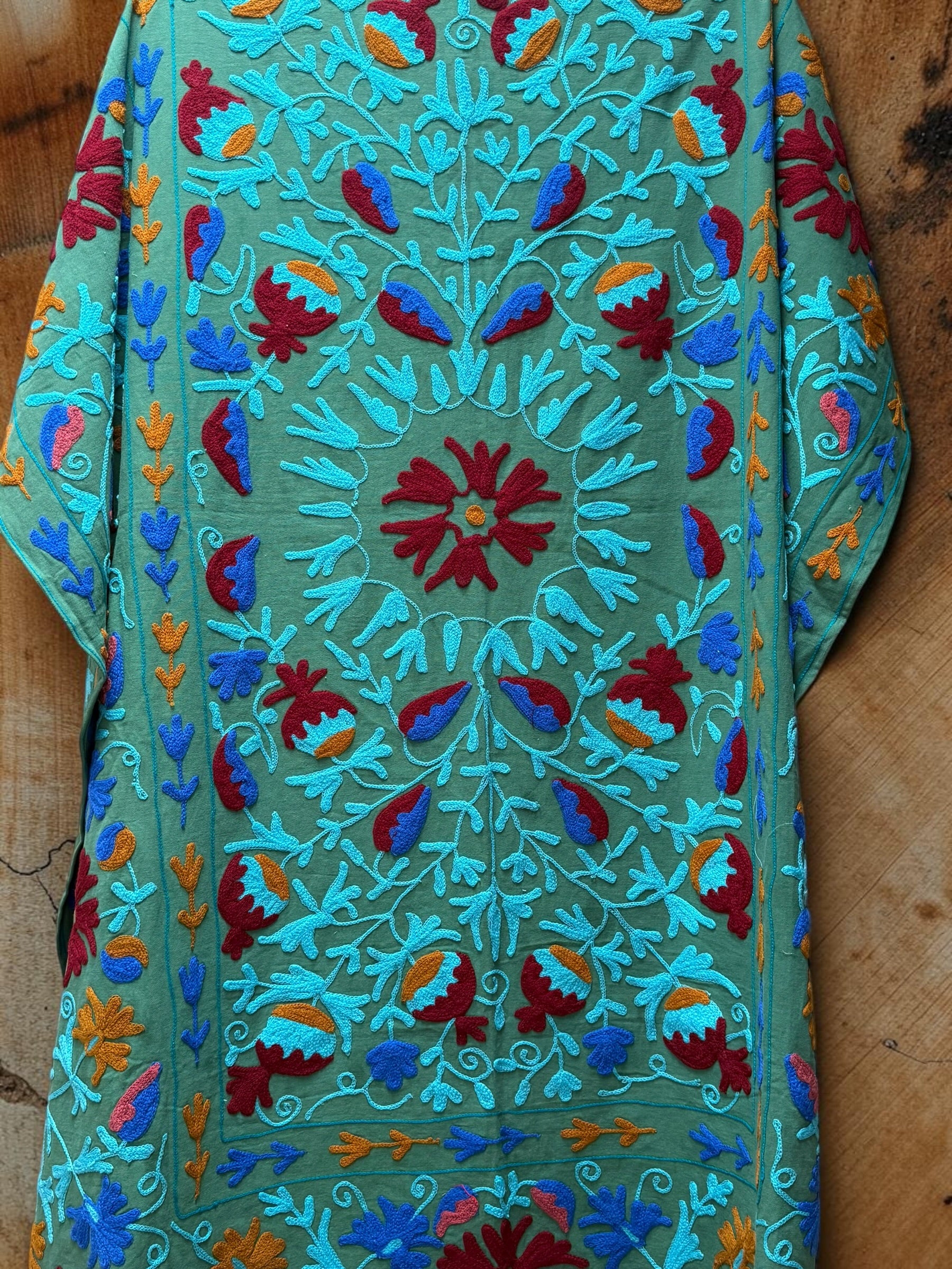 Suzani Cotton Throw - Green Multi