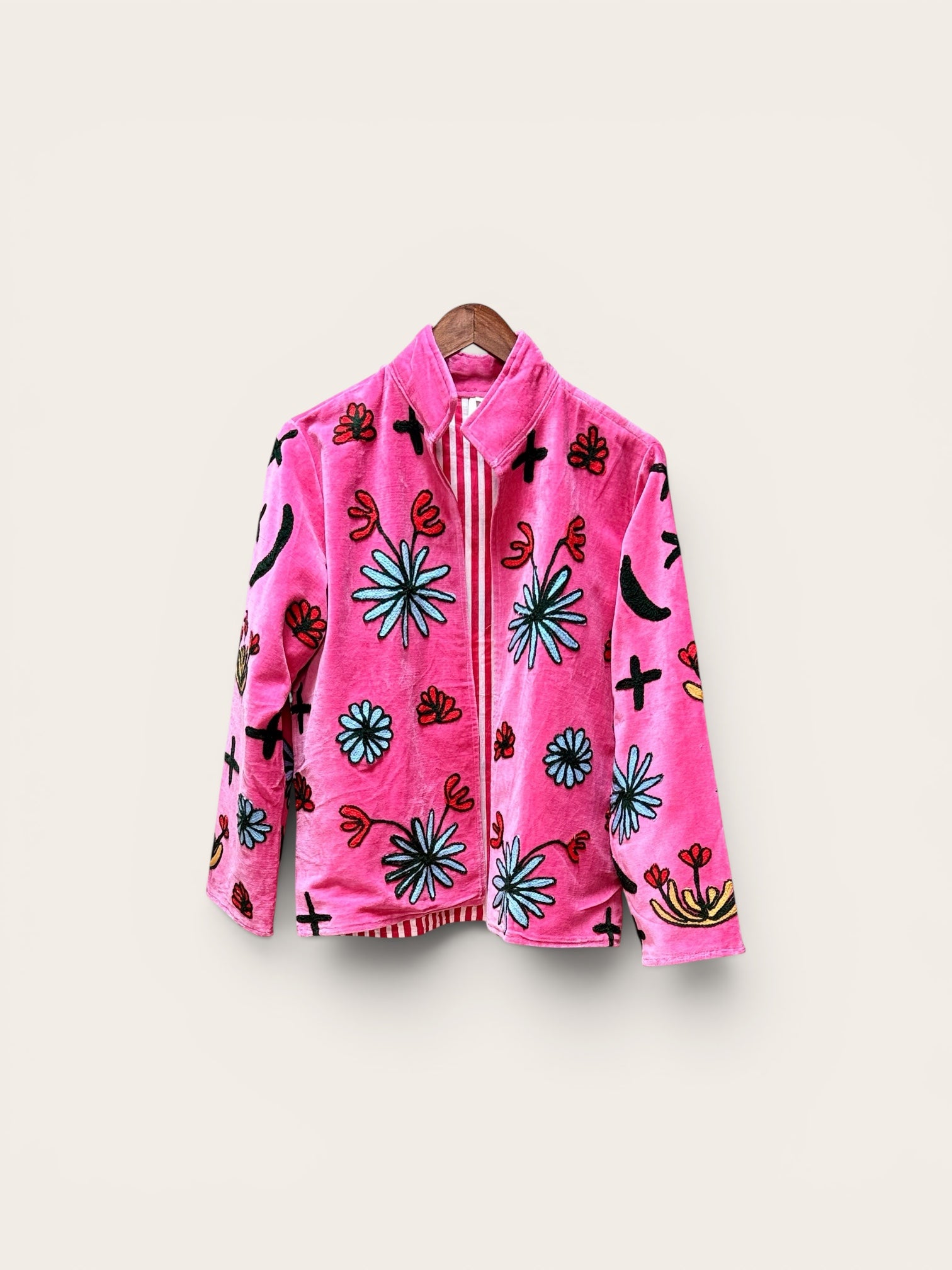 Suzani Velvet Pink Jacket: Zebra