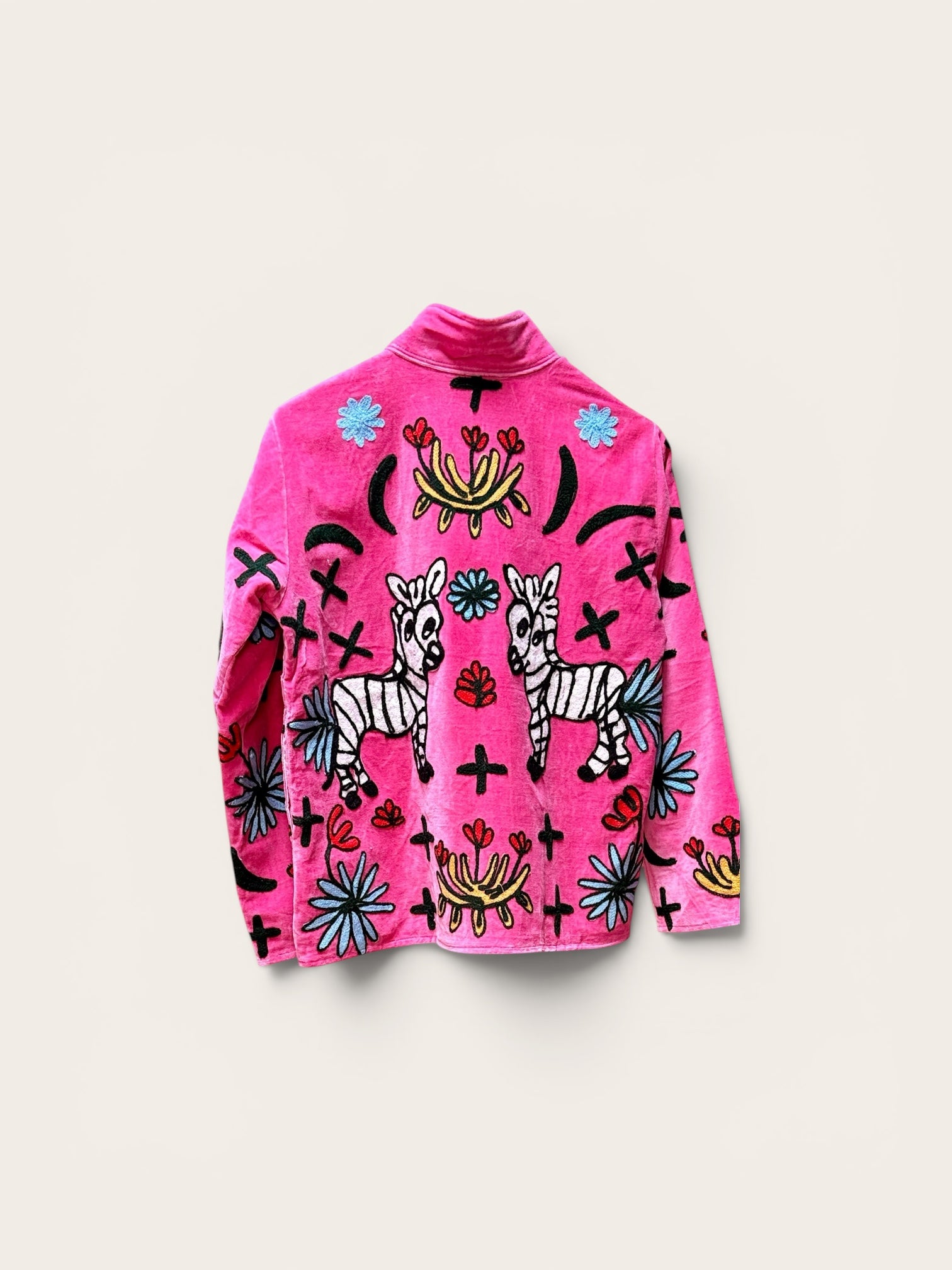 Suzani Velvet Pink Jacket: Zebra