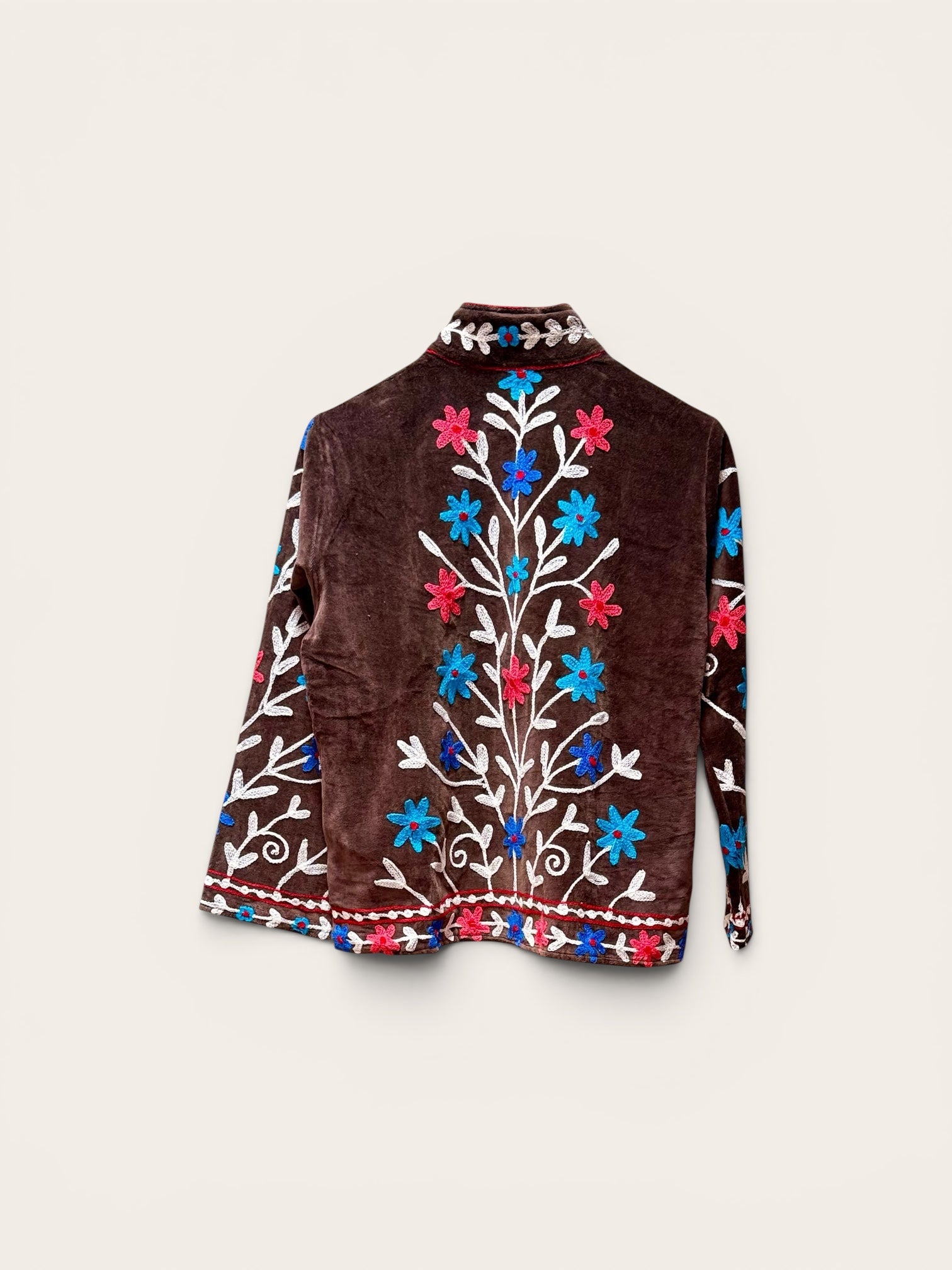 Suzani Velvet Brown Jacket: Multi Floral