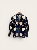 Suzani Velvet Dark Navy Jacket: White Heart