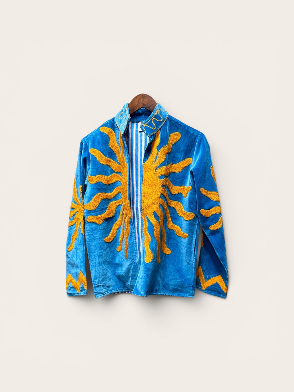Suzani Velvet Aqua Jacket: Orange Sun