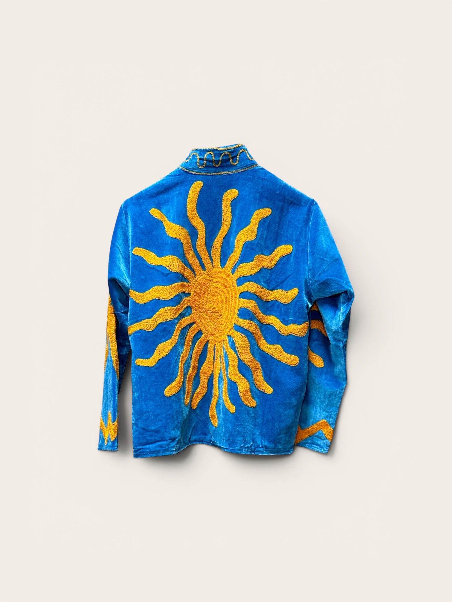 Suzani Velvet Aqua Jacket: Orange Sun