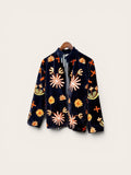 Suzani Velvet Dark Navy Jacket: Safari Leopard