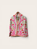 Suzani Velvet Mint Jacket: Pink Floral