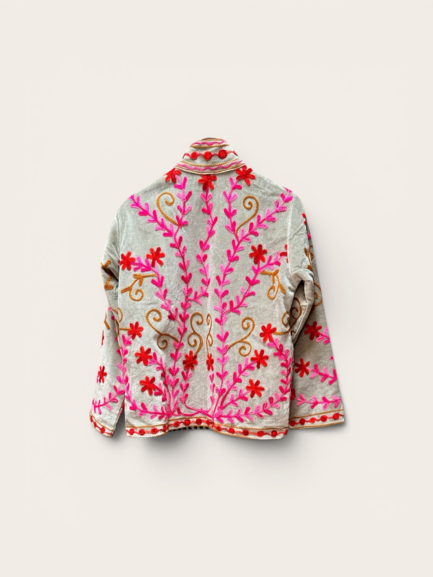 Suzani Velvet Mint Jacket: Pink Floral