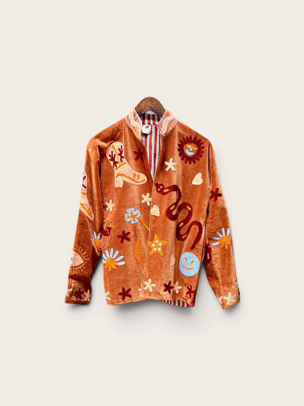 Suzani Velvet Tan Jacket: Cowboy