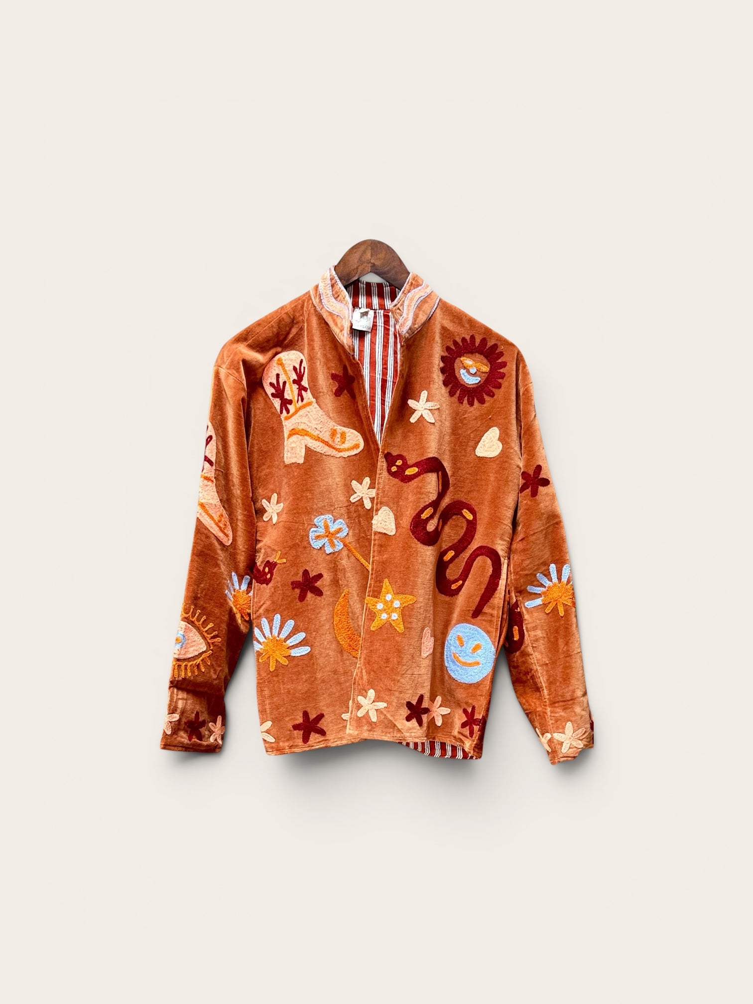 Suzani Velvet Tan Jacket: Cowboy