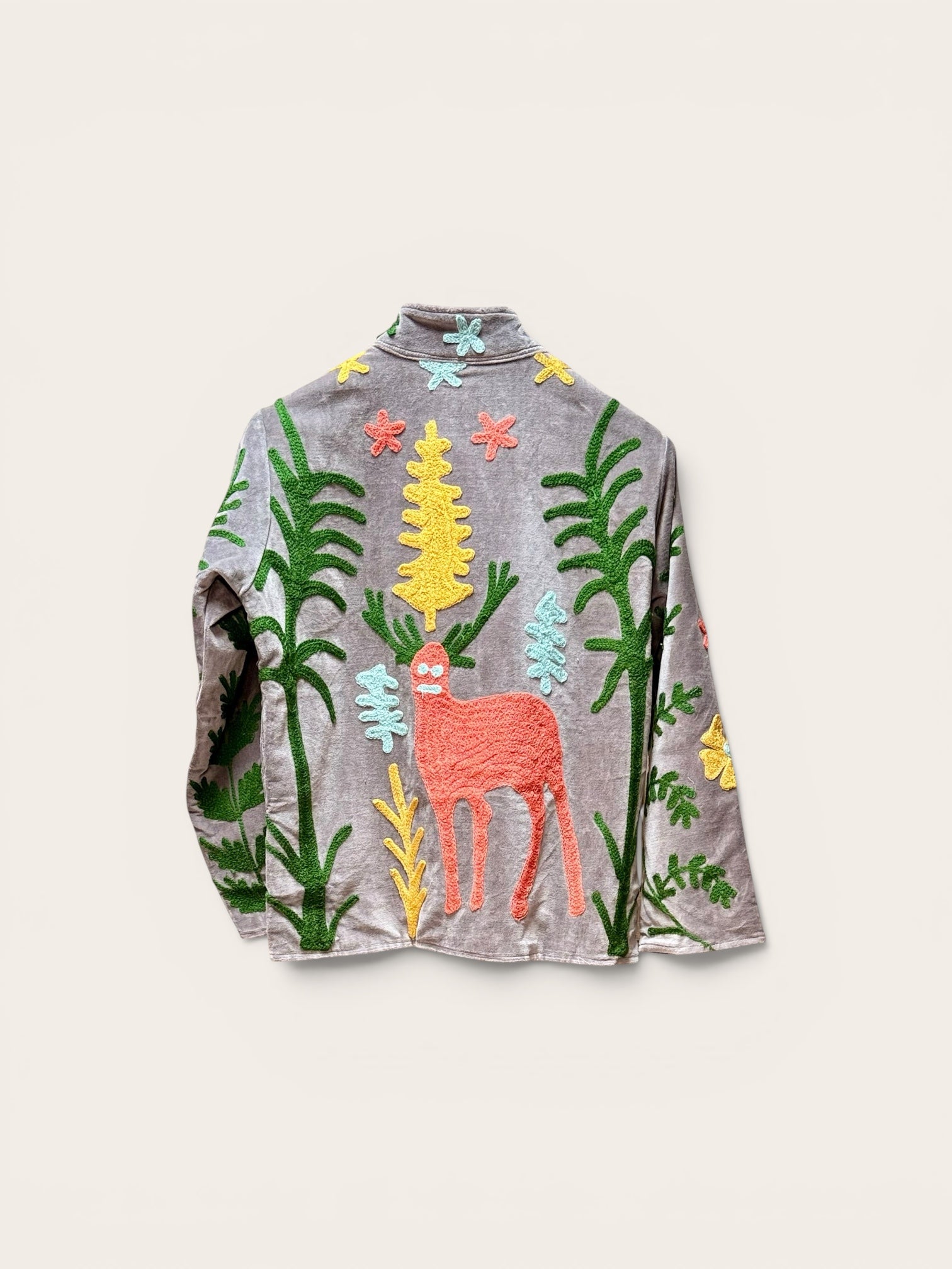 Suzani Velvet Grey Jacket: Safari Rhino