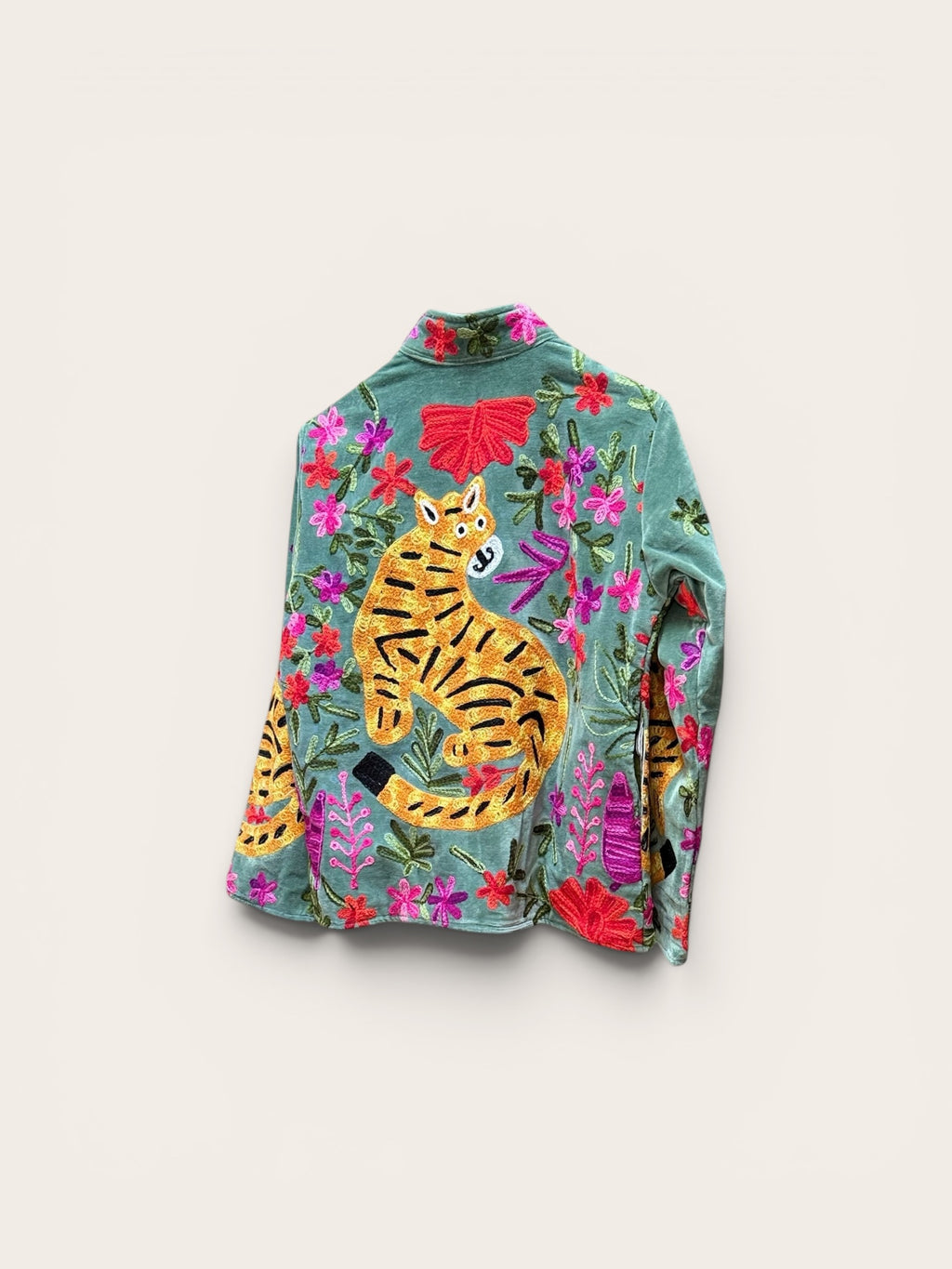 Suzani Velvet Sage Jacket: Tiger