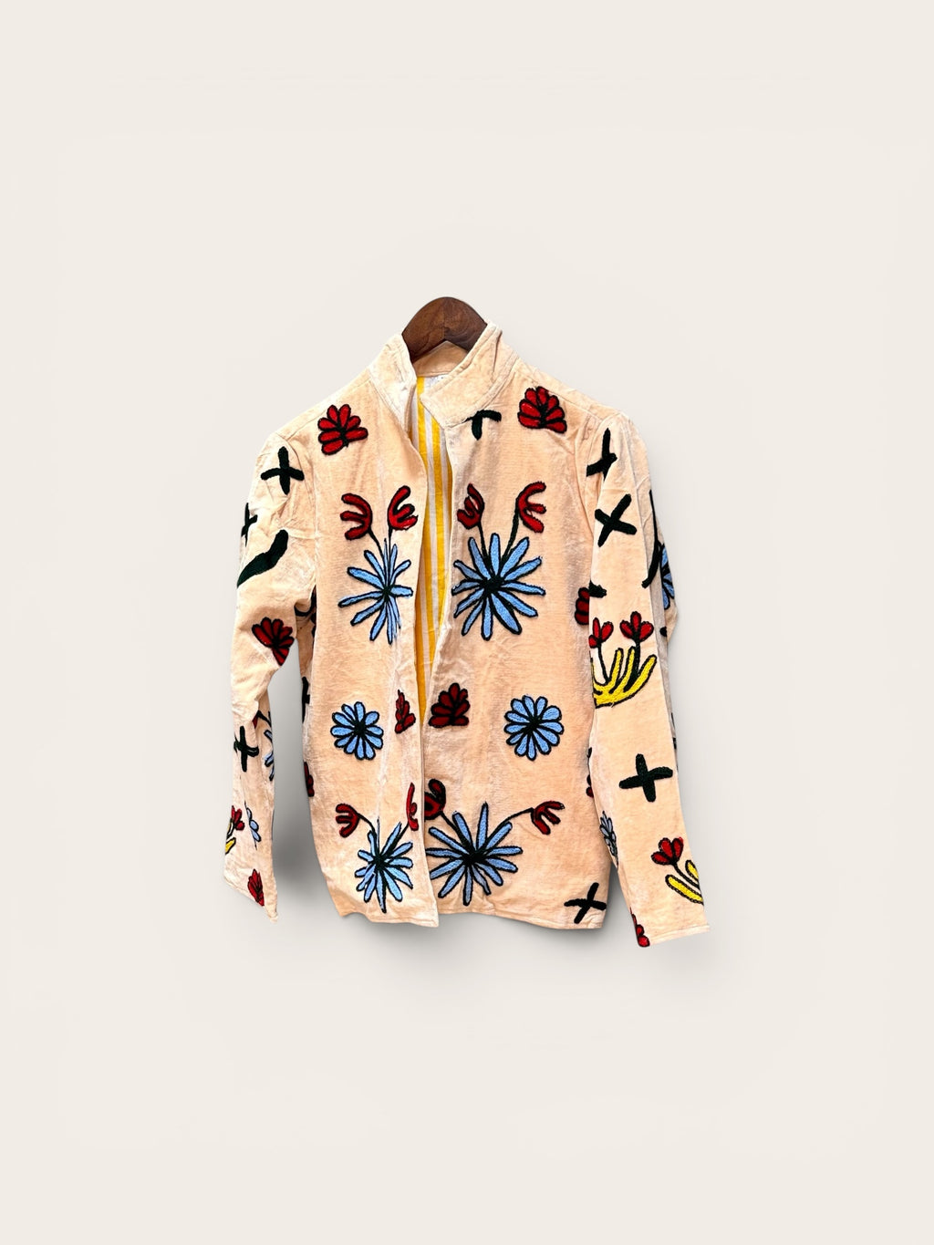 Suzani Velvet Cream Jacket: Safari Leopard