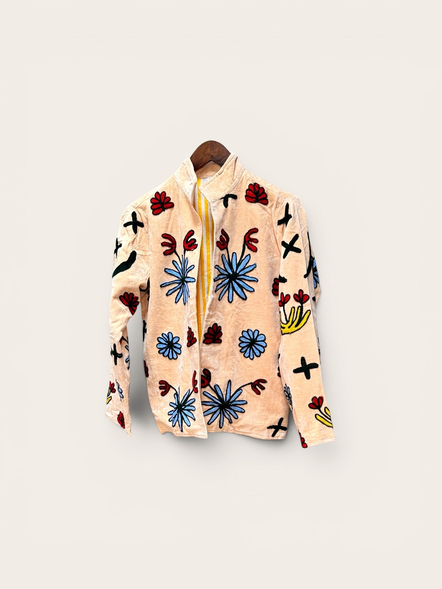 Suzani Velvet Cream Jacket: Safari Leopard