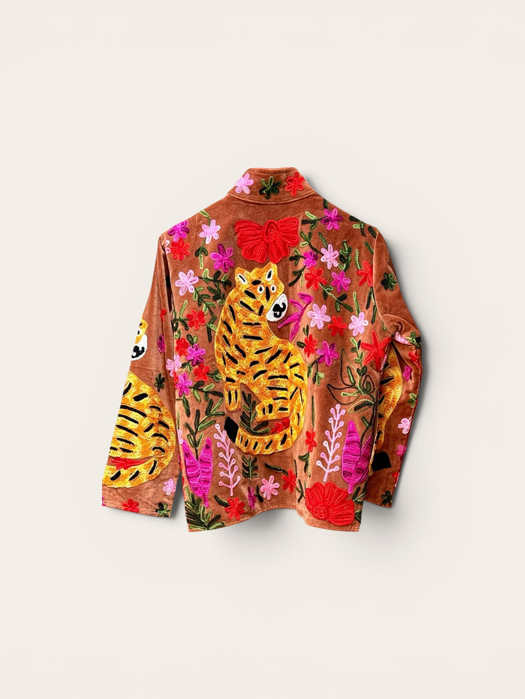 Suzani Velvet Tan Jacket: Tiger