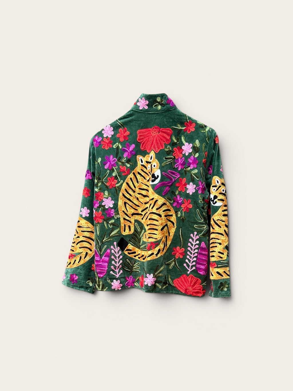 Suzani Velvet Green Jacket: Tiger