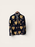 Suzani Velvet Charcoal Jacket: Rust Heart