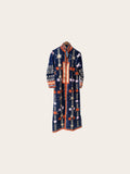 Suzani Velvet Dark Navy Jacket Long: Orange Floral