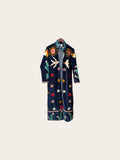 Suzani Velvet Dark Navy Jacket Long: Love & Doves