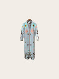 Suzani Sky Blue Long Velvet Jacket: Love