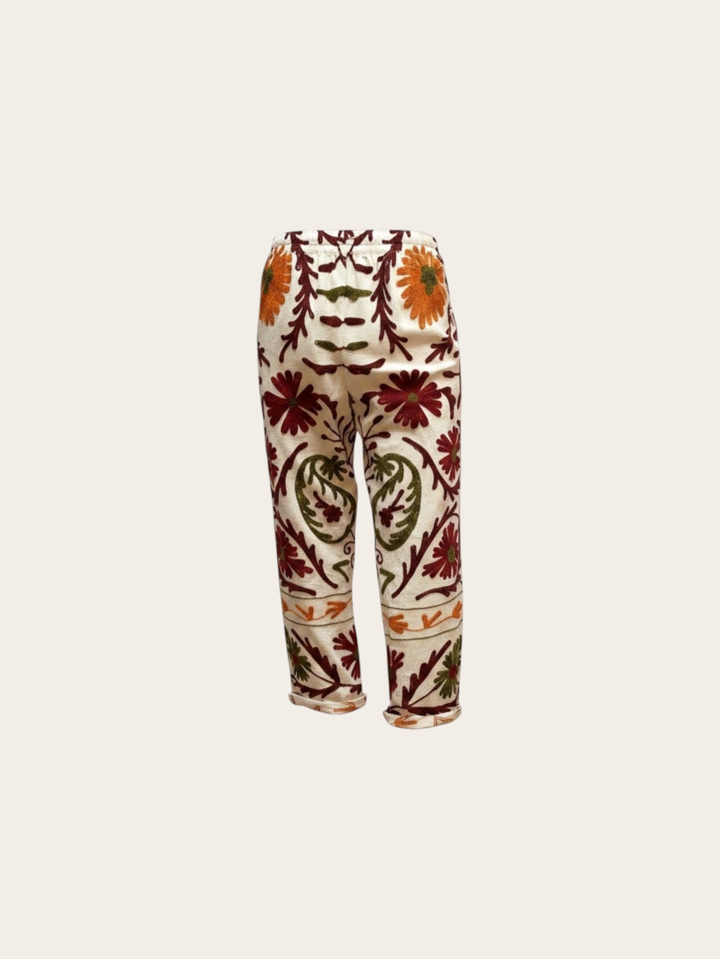 Suzani White with Rust & Olive Cotton Trouser