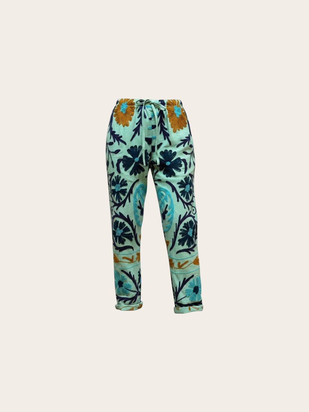 Suzani Blue with Multi Blues & Rust Cotton Trouser