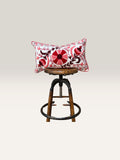 Suzani Natural Cotton Cushion with Pink & Red Embroidery
