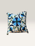 Suzani Natural Cotton Cushion Square with Blue & Green Embroidery