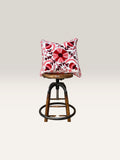 Suzani Natural Cotton Cushion Square with Red & Pink Embroidery